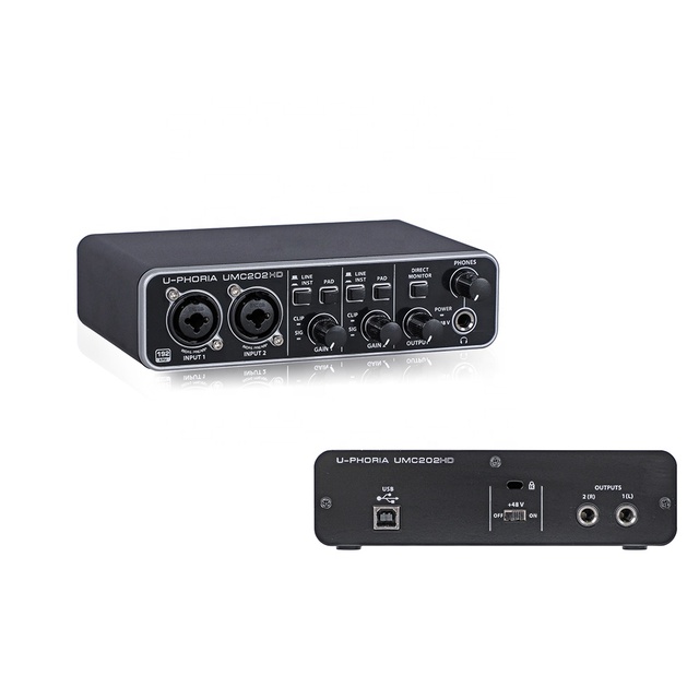 New UMC202HD Professional 2 Channel External USB Studio Sound Card Recording 24 Bit 192Khz Audio Interface Live Streaming