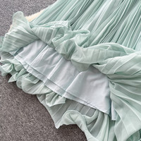Robe longue plissée sans manches col en V pour femme, disponible en deux couleurs, tailles S-L