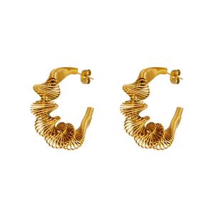 Pendientes de Acero Inoxidable Impermeables con Baño de Oro PVD de 14k y 18k, Joyería de Moda para Mujer, Pendientes de Alambre Enrollado para Primavera - Product Image 5
