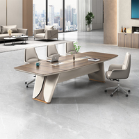 Ensemble de table de réunion de formation pour 12 personnes, mobilier de bureau rectangulaire moderne en bois de grande taille pour les salles de conférence