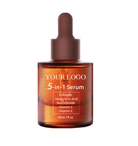 Suero Facial Blanqueador 5 en 1 de Marca Privada OEM con Ácido Hialurónico, Vitamina C, E, Colágeno y Nicotinamida - Product Image 1