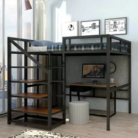 Lit personnalisé de style nordique en métal à deux étages au design moderne et en bois massif pour petites chambres familiales