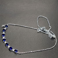 Maßgefertigter Schmuck Großhandel Smile-Style 925 Sterling Silber Blau Rosa Saphir Halskette Edelstein Mode-Halsketten Hochzeit Damen