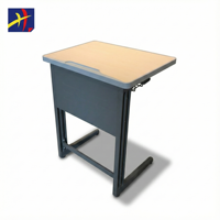 Bureau d'école moderne réglable en hauteur avec plateau en alliage d'aluminium, pieds en acier, cadre gris foncé, table d'étudiant pour mobilier de salle de classe