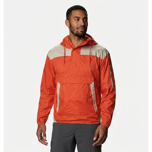 <b>Men's</b> Hooded Color Blocking Windproof Polyester/Nylon Windbreaker <b>Jacket</b> Autumn Outdoor Wear <b>Half</b> <b>Zip</b> Closure Regular Fit High - Product Image 1
