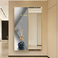 Design tendance, porcelaine de luxe moderne, art mural en miroir de cristal, murale de salon, décoration d'horloge