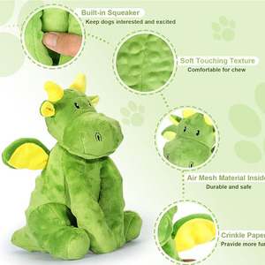 Squeaky sang trọng khủng long với Crinkle giấy nhồi bền vật nuôi tương tác nhai Đồ chơi màu xanh lá cây khủng long hình dạng con chó đồ chơi - Product Image 4