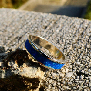 แหวนเงินแท้ 925 ประดับโอปอลไฟสีน้ำเงิน สำหรับผู้หญิง ขายส่ง - Product Image 4