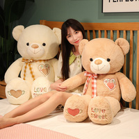 Nouveau Grand Ours en Peluche avec Nœud Papillon, Ours Géant à Câliner, Peluche Douce avec Cœur, Jouet pour la Saint-Valentin, Grande Taille