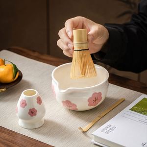 Japanese Ceramic Chawan Set with Whisk Bowl Holder Stand and Pouring Spout Matcha Tea Tools in <b>Gift</b> <b>Box</b> for <b>Coffee</b> & Tea - Product Image 1