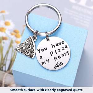 คุณมีพิซซ่าหัวใจของฉันพวงกุญแจสนุกอาหารสแตนเลสกระเป๋าเป้สะพายหลังจี้โลหะอัลลอยน้ำหนักเบาดีไซน์ - Product Image 4