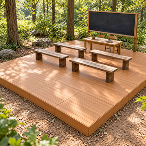 Plateforme de terrasse modulaire préfabriquée en WPC pour bord de lac, en acier galvanisé, réglable et étanche, pour projets hôteliers - Product Image 1