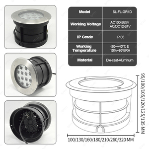 Projecteur encastré au sol en acier inoxydable IP66 3/5/7/9/12/18/24/36W, éclairage LED encastré au sol à intensité variable, lumière souterraine extérieure - Product Image 2