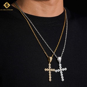 925 <b>Silver</b> Iced Out Jewelry 18K Gold Moissanite Cross Pendant Rose Gold Plated Religious <b>Charm</b> Unisex Hip Hop Style Pendant - Product Image 5