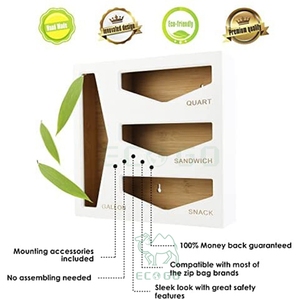 Organizador de almacenamiento Ziplock de bambú moderno, cajón de cocina, organizador de bolsas de tamaño variado, contenedor de almacenamiento de alimentos de galón Compatible - Product Image 6