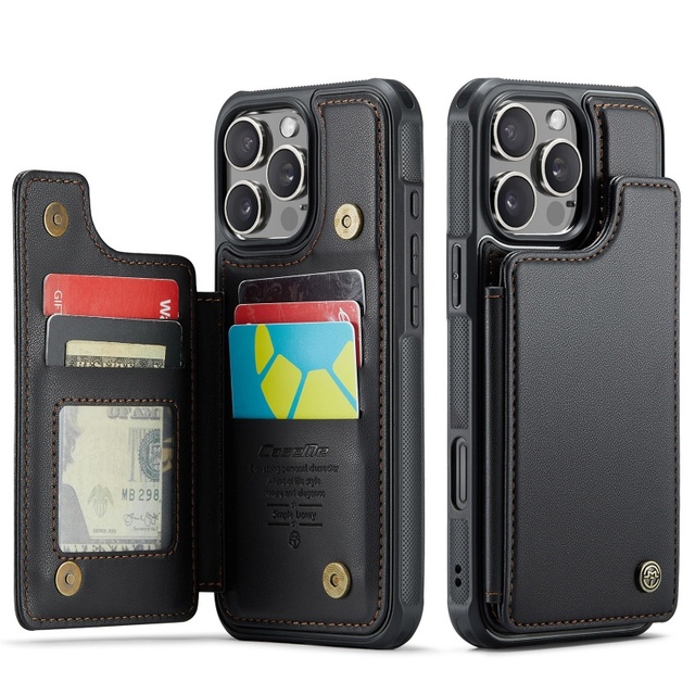 Luxury PU+TPU Shockproof Card Holder Case for 16 Pro Max & Mobile Phones with 3D Design and Multi-color Options