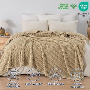 Couverture en polaire flanelle ultra douce taille Queen, légère, jacquard 3D, respirante, lavable en machine, moderne, sans peluchage - Product Image 3