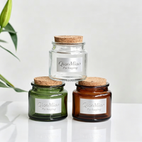 Bocaux à bougies en verre de 100 ml avec bouchons en liège, transparents/ambre/verts, contenants vides pour bougies, possibilité de personnalisation à petit volume