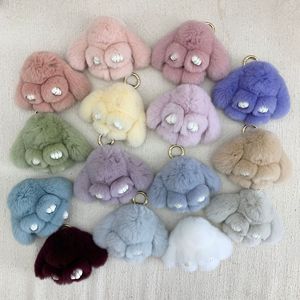 10cm <span class=keywords><strong>Mini</strong></span> Rex Thỏ lông thú nhồi bông Keychain dễ thương Bunny thỏ Keychain Kawaii Bow Ribbon sang trọng Móc khóa đồ chơi cho phụ nữ túi quyến rũ - Product Image 4