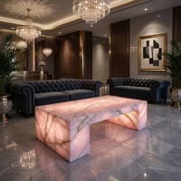 Table basse en onyx rose Newstar, meubles de salon modernes, table basse en pierre, table basse en onyx de luxe