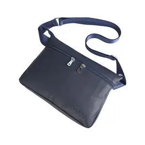 Tiding marka özel mavi ince Minimalist japon tarzı hakiki deri Crossbody askılı çanta