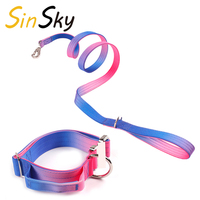 Ensemble laisse et collier pour chien SinSky Gradient Nylon, harnais pour chien facile à enfiler, harnais tactique robuste pour chien