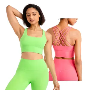 30 colours Plain in stock Designer Custom Female Workout Crop Top Padded Gym Fitness Wear Sports Bra