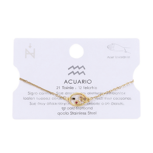 Aquarius Stainless Steel <b>Charm</b> Bracelet Gold Plated Women Jewelry Gift - Product Image 2