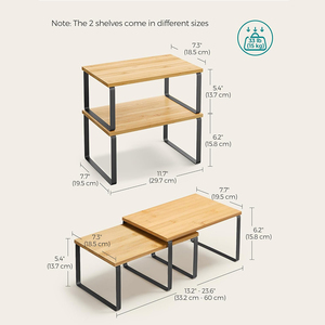 Ensemble <span class=keywords><strong>de</strong></span> 2 supports <span class=keywords><strong>de</strong></span> rangement multi-usages en bois MDF à double niveau, non pliables, pour épices et assaisonnements, pour <span class=keywords><strong>cuisine</strong></span> et salle <span class=keywords><strong>de</strong></span> bain - Product Image 2