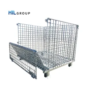 Customized Size Heavy Duty Warehouse Storage Stackable Folding Mesh Wire Container