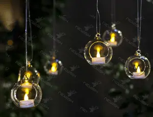 Newish cam kapak asılı kubbe tutucu pille çalışan LED mum dekoratif mumlar uzaktan kumanda ışığı ile