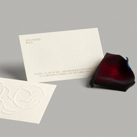 Cartes de remerciement et d'affaires personnalisées en feuille d'or avec logo de luxe en coton texturé avec impression en couleur