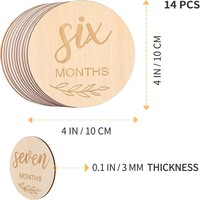 14 pièces ensemble feuille Style bébé naissance et annonce mensuelle jalon marqueur disques plaque ronde en bois