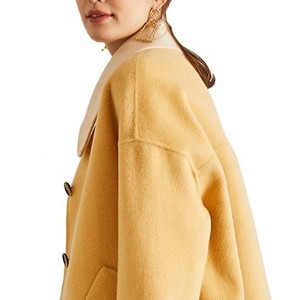 Cappotti di piselli di lana gialli oversize di lana fatti a mano double face per <span class=keywords><strong>donna</strong></span> - Product Image 2