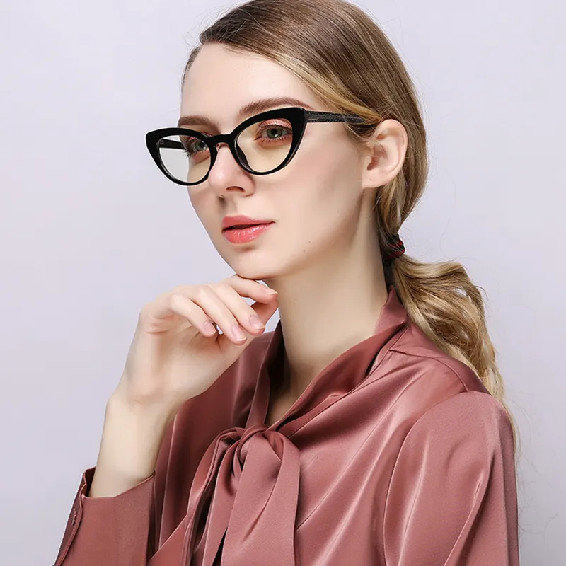 Nice American Face Match Lady Cat Eye Black Optical Frame Wholesale Factory Price Eyeglasses