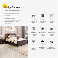Komfortables Schwarzes Eichen-S-Bett mit Kopfteil in S-Form, Hochbelastbares Massivholz-Doppelbett - Modernes Softbett