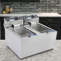 Usine directe 220V Double réservoir petite friteuse en acier à pression friteuse électrique dessus de Table pour Restaurant