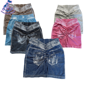 Nylon V cintura Denim Jeans <span class=keywords><strong>efecto</strong></span> impresión Yoga pantalones cortos Scrunch Butt medias entrenamiento gimnasio Fitness corto <span class=keywords><strong>Push</strong></span> <span class=keywords><strong>up</strong></span> <span class=keywords><strong>mallas</strong></span> para correr - Product Image 1