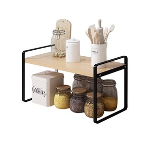 <b>Kitchen</b> Storage <b>Rack</b> 2 Tier Wooden Shelf Multi Functional Spice Organizer Countertop Organizer for <b>Kitchen</b> - Product Image 5