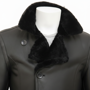 Abrigo largo de alta calidad para hombre, gabardina de cuero genuino - Product Image 1