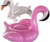 Bouée de piscine gonflable personnalisée OEM en forme de flamant rose ou de cygne rose pour la baignade