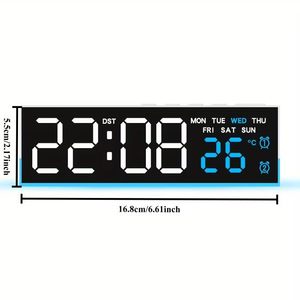 LED <b>Digital</b> Alarm <b>Clock</b> with Night Light Multifunction Display Temperature Date Bedside <b>Clock</b> for Bedroom - Product Image 5