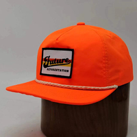 Nouvelle mode Casquette tissée personnalisée avec patch et logo en nylon étanche orange fluorescent à 5 panneaux Casquette de sport Snapback en corde