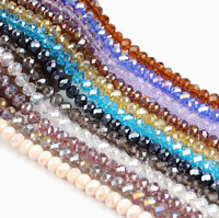 Manik-manik Kaca Facet Grosir 100 Warna Bening 12mm Multi Warna Manik Rondelle Manik Kristal untuk Pembuatan Perhiasan Tas Kristal