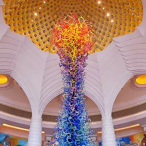 Modern Hotel Lobby Villa Decoration Pendant Light Custom Large Project Led Glass Chandelier