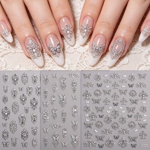 Nouveaux autocollants 5D en relief diamant style bohème papillon pour nail art, décalcomanies à ongles tendance en gros pour la décoration des salons de beauté et le DIY - Product Image 1