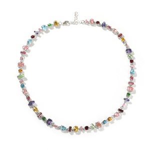 UWIN Colorful Confetti <strong>Necklace</strong> Shiny <strong>Candy</strong> Crystal Glass Rainbow Color Soft <strong>Necklace</strong> for Women - Product Image 6