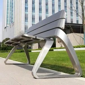 Açık modern paslanmaz çelik banklar açık park bahçe veranda ahşap banklar koltuk