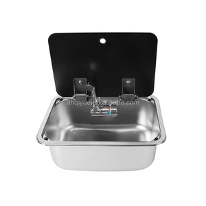 <strong>RV</strong> Camper Sink with <strong>Faucet</strong> &amp; Black Flip Lid Stainless Steel Kitchen Basin for Travel Trailers - Product Image 2