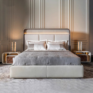 <span class=keywords><strong>Letto</strong></span> <span class=keywords><strong>Matrimoniale</strong></span> di Lusso Italiano in Vera Pelle <span class=keywords><strong>con</strong></span> Testiera Illuminata a LED per Camera da <span class=keywords><strong>Letto</strong></span> di Villa, Servizio di Arredamento di Design - Product Image 3